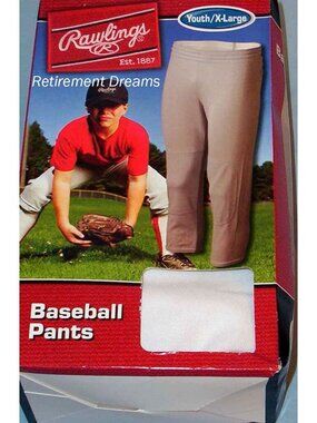 Rawlings Youth X-Large Baseball Pants White Elastic Waist Durable Fit